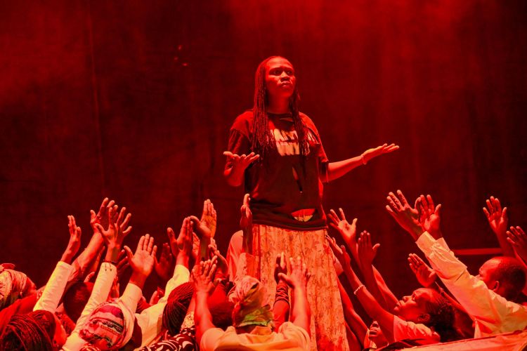 Performance on stage in a theatre