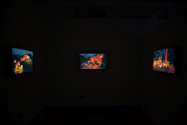 Light Box installation in a dark gallery space