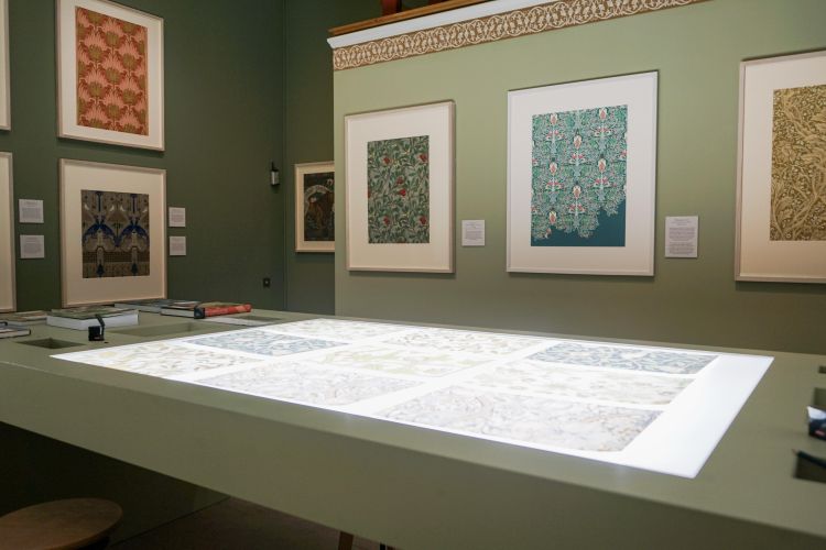 Installation view of a gallery space with artworks