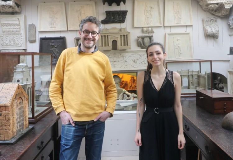 Artists Sam Belinfante and Ella Baron in the Drawing Office at Sir John Soane’s Museum