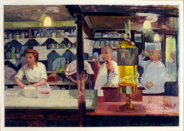 Painting of bar at Whitelocks, Leeds