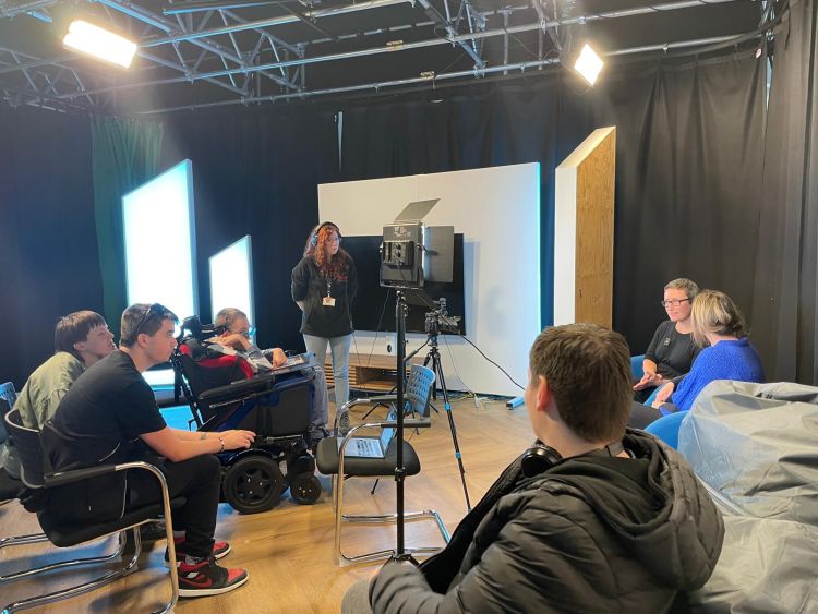 People sit in the studio at Clothworkers Building North