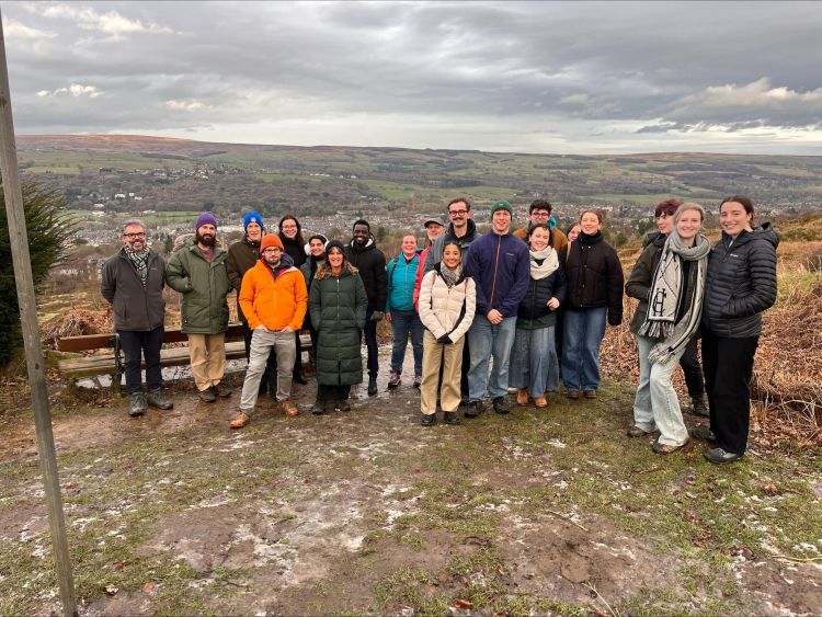 A group of attendees of the 33rd annual colloquium of health care ethics during a walk in ilkley