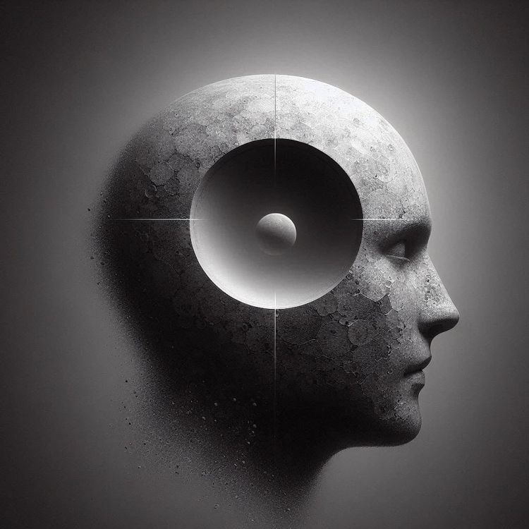 Side-on profile of a head