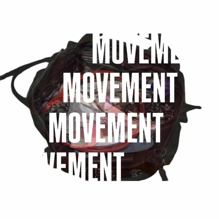 Exhibition logo with the word 'MOVEMENT' repeated