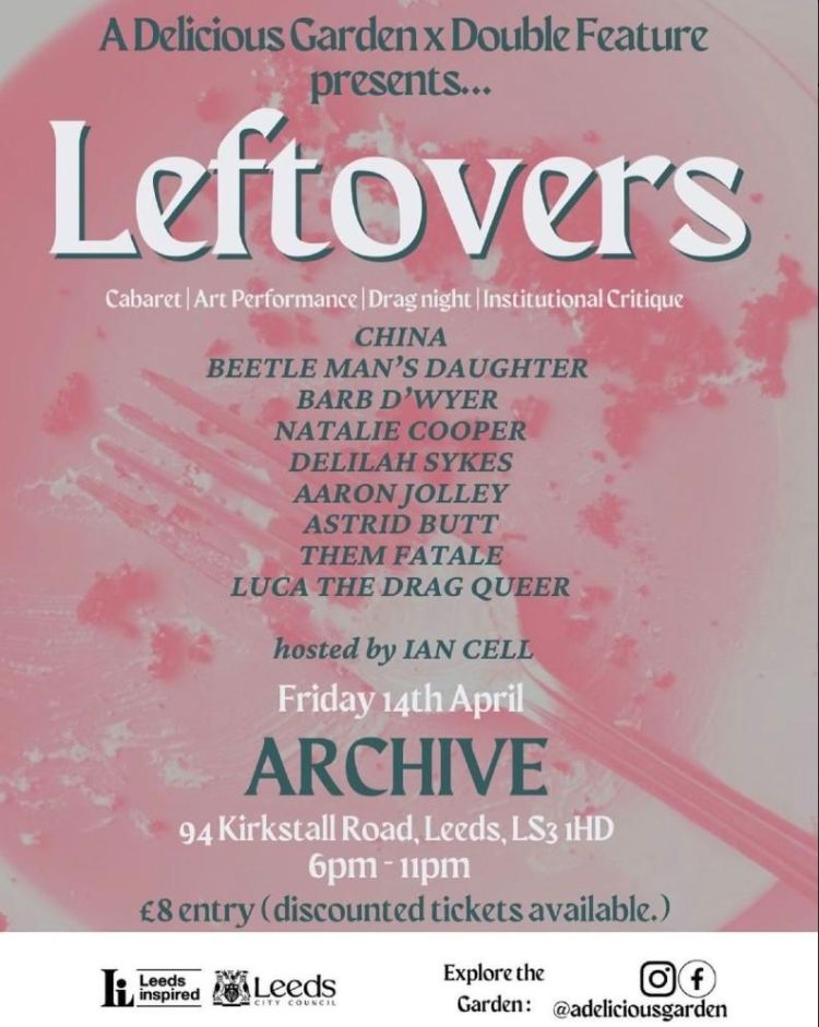 Poster for Leftovers event in Leeds in April 2023