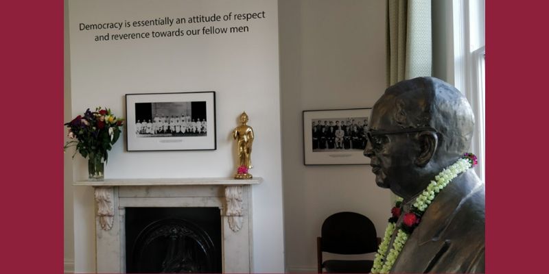 A bust of B.R. Ambedkar in the interior of Ambedkar House