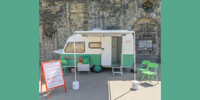 A mobile museum of grief housed inside a vintage caravan