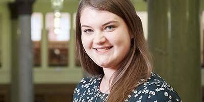 Postgraduate researcher Hannah MacKenzie gives Leeds Central Library talk