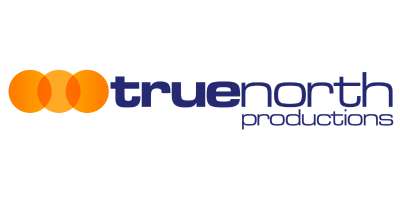 Truenorth logo. Three orange circles to the left of blue text that reads 