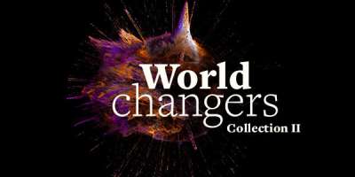 A black background with a purple explosive graphic. Text reads: World Changers collection II